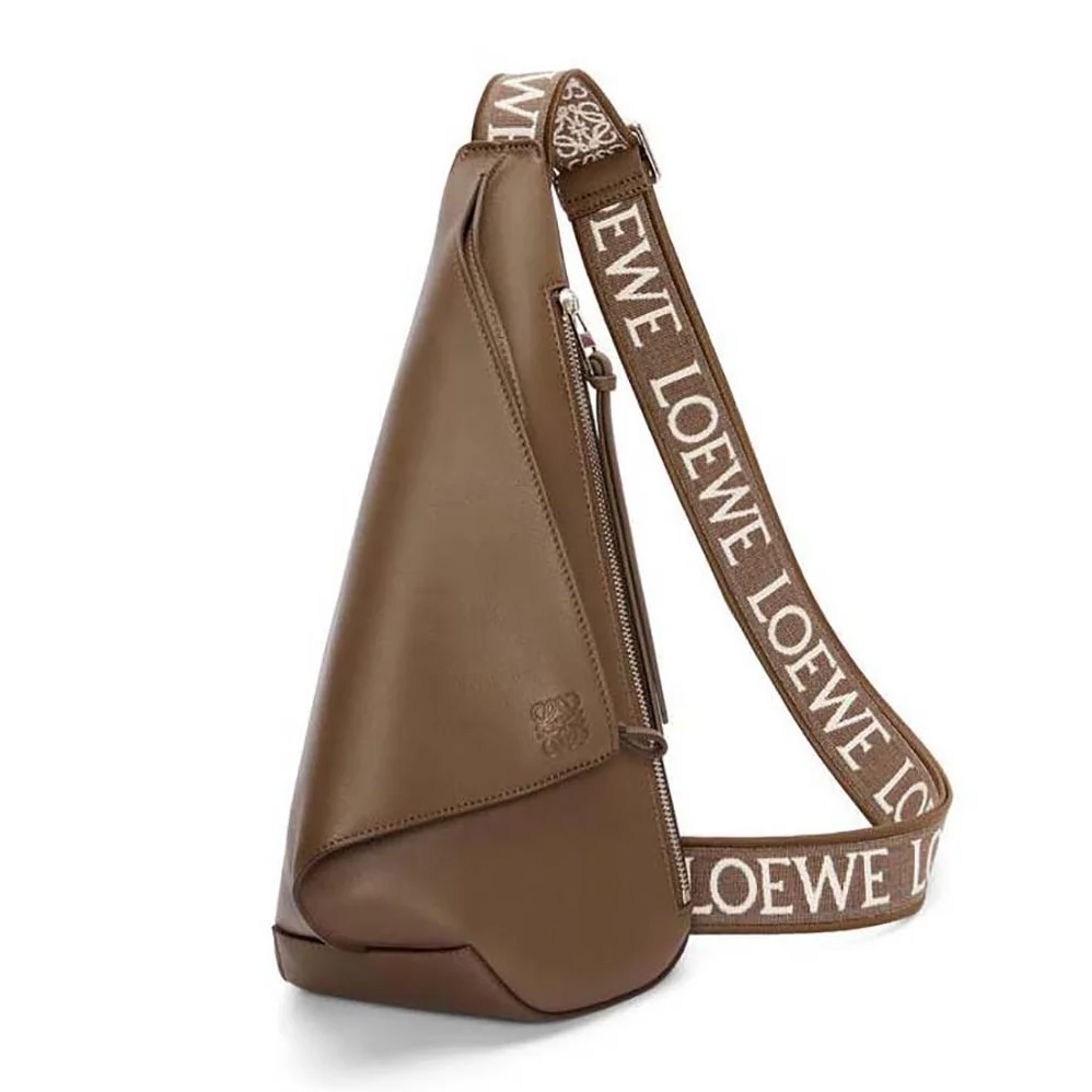 Loewe Anton Sling in Supple Smooth Calf and Jacquard for Men in Brown