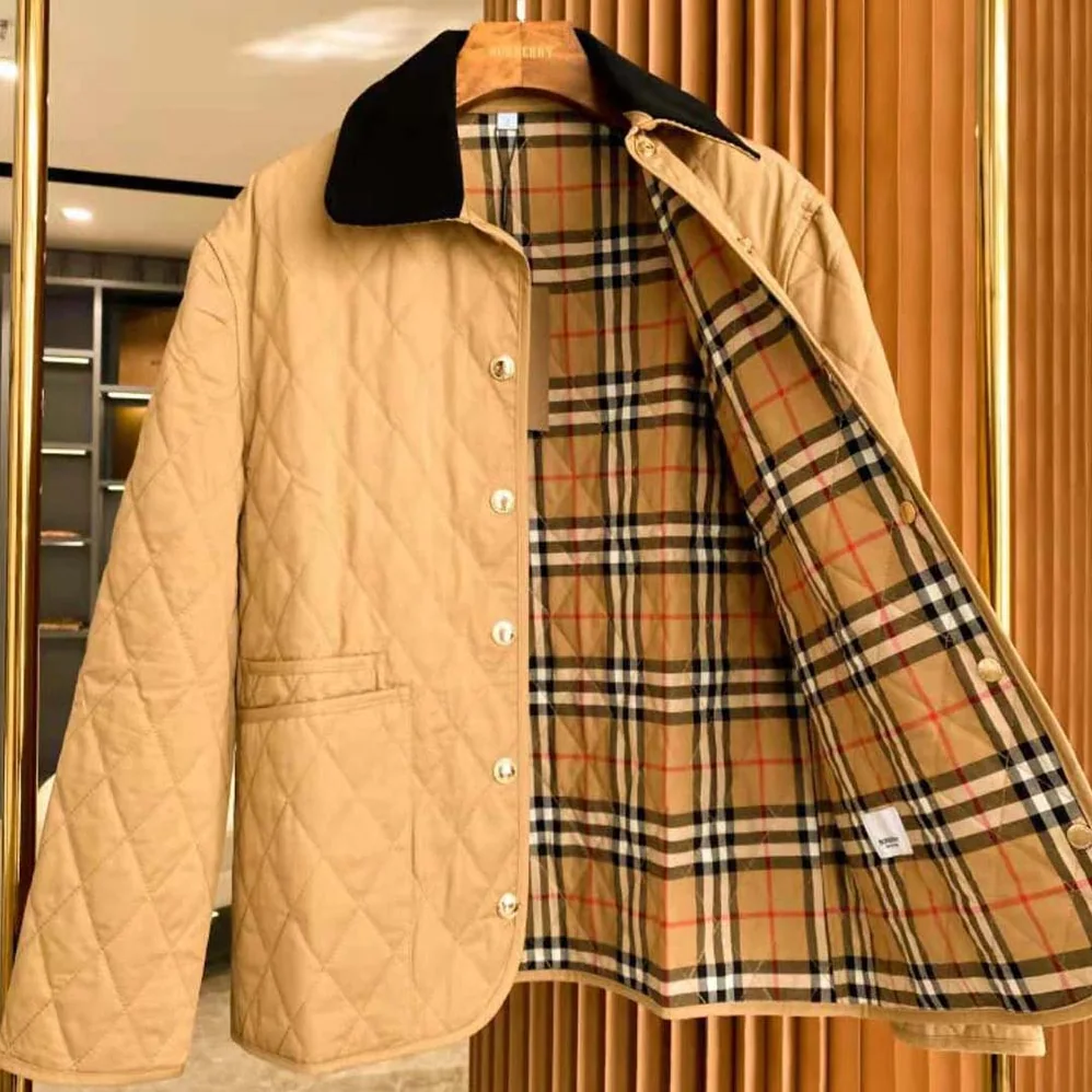 Burberry Corduroy Collar Diamond Quilted Jacket for Women