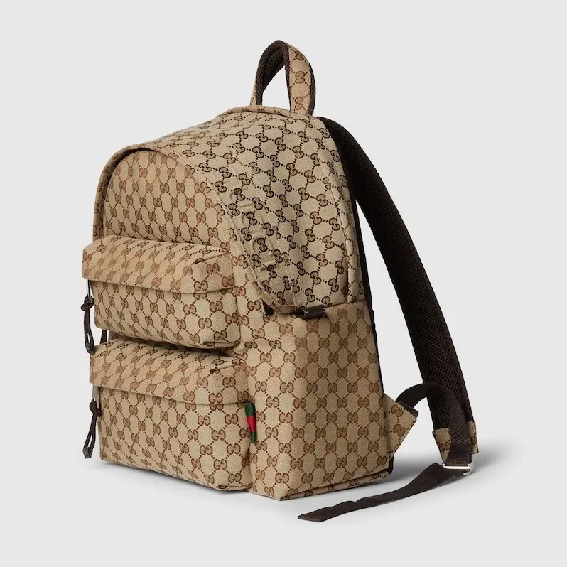 Gucci GG Canvas Medium Backpack Beige And Dark Brown /