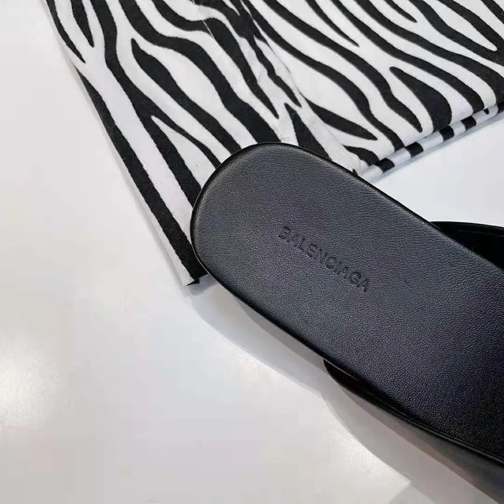 Balenciaga Cosy BB Slide in Black Smooth Calfskin Matte BB Hardware for Women