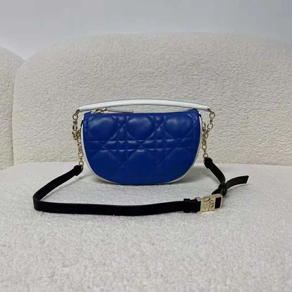 Dior Small Dior Vibe Hobo Bag Fluorescent Blue Macrocannage Lambskin for Women