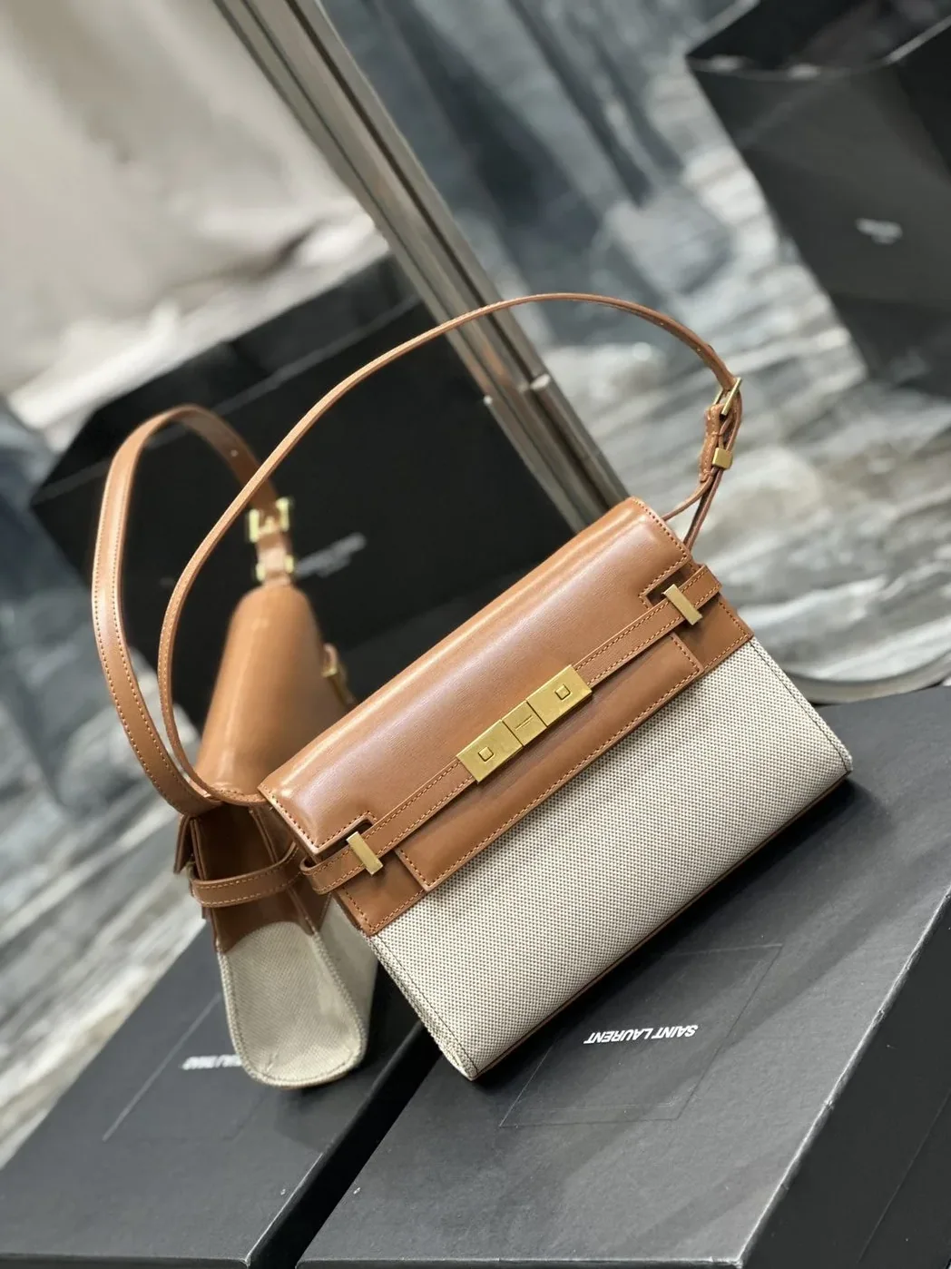 Saint Laurent Manhattan Small Shoulder Bag Brown /