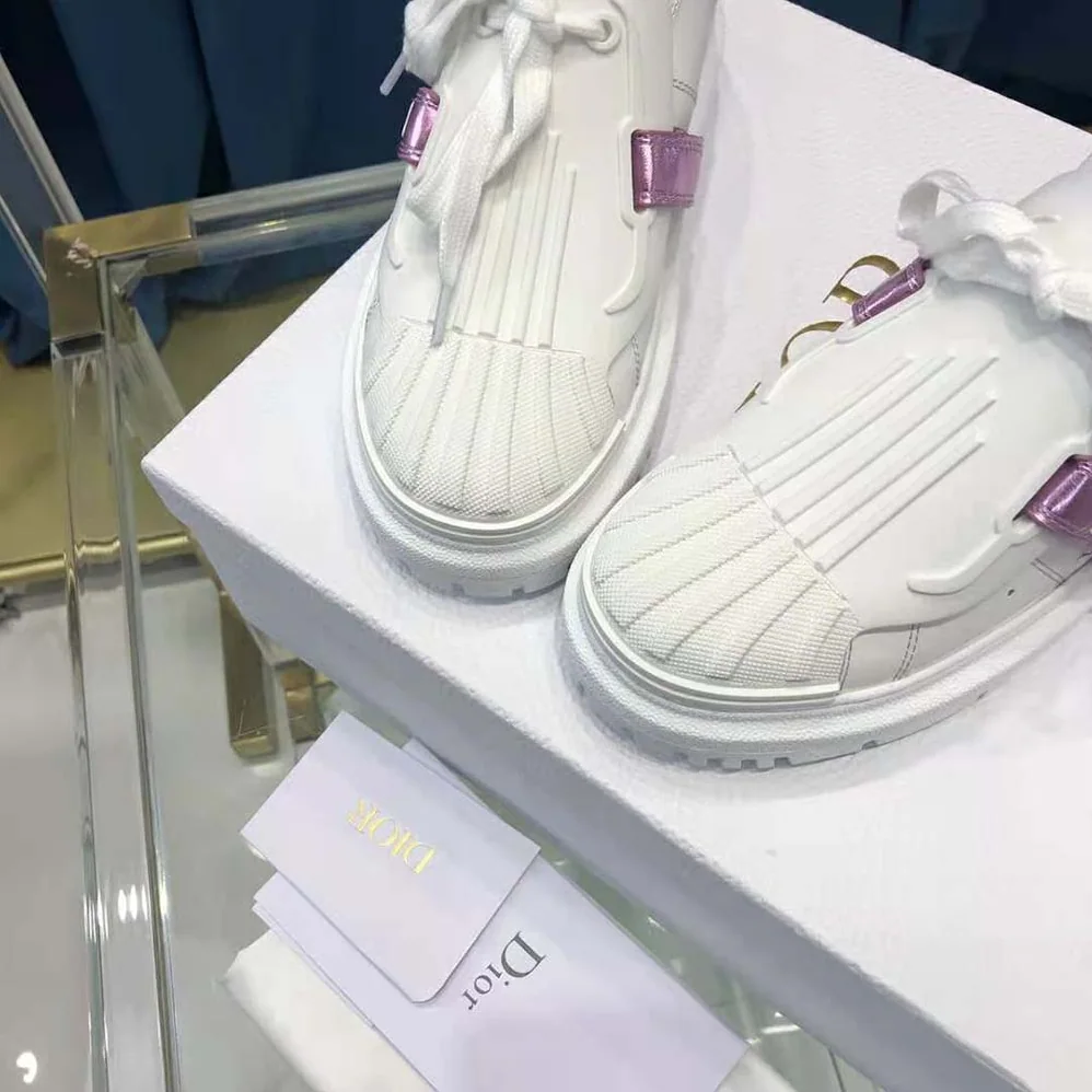 Dior Dior-id Sneaker White and Metallic Pink Calfskin for Women Dior Dior-id Sneaker White and Metallic Pink Calfskin for Women