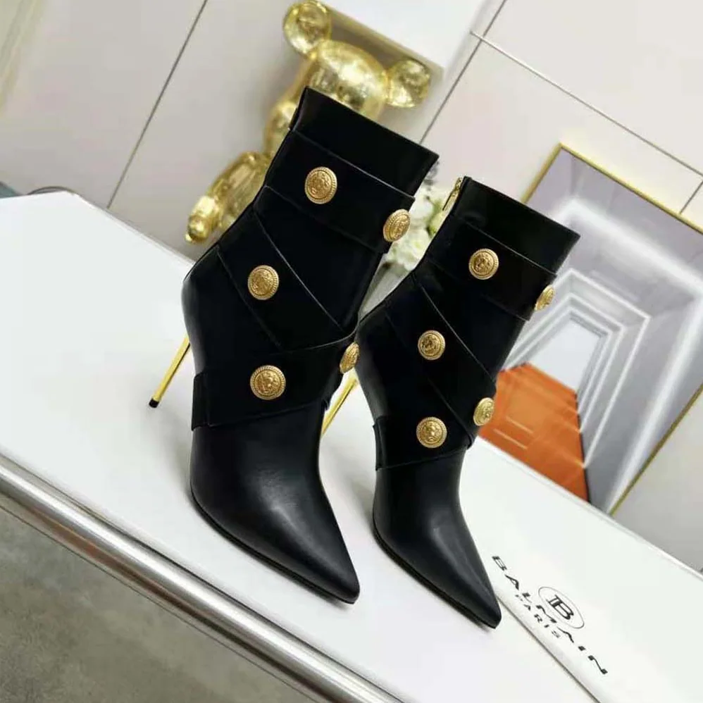 Balmain Alma Leather Ankle Boots for Women in Black Balmain Alma Leather Ankle Boots for Women in Black