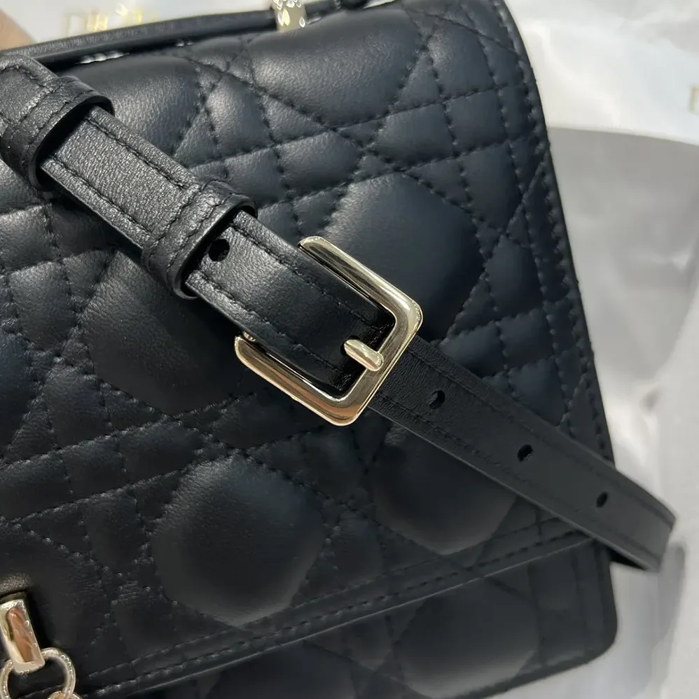Dior My Dior Top Handle Bag Black Cannage Lambskin for Women