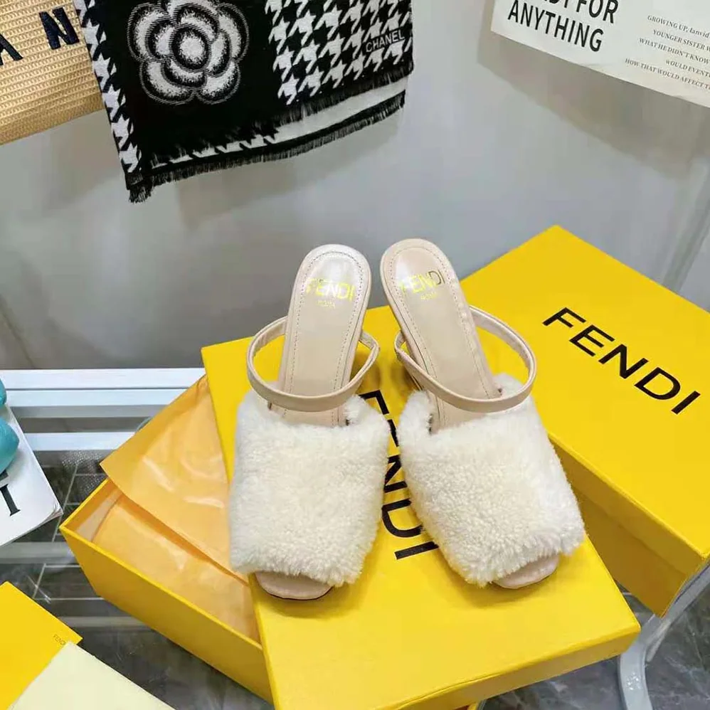 Fendi First White Sheepskin High for Women in Heeled Sandals Fendi First White Sheepskin High for Women in Heeled Sandals