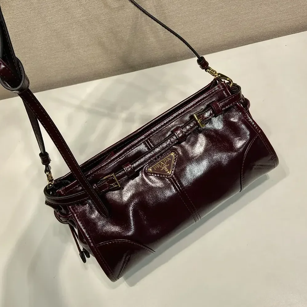 Prada Bonnie Small Leather Shoulder Bag for Women in Maroon Prada Bonnie Small Leather Shoulder Bag for Women in Maroon