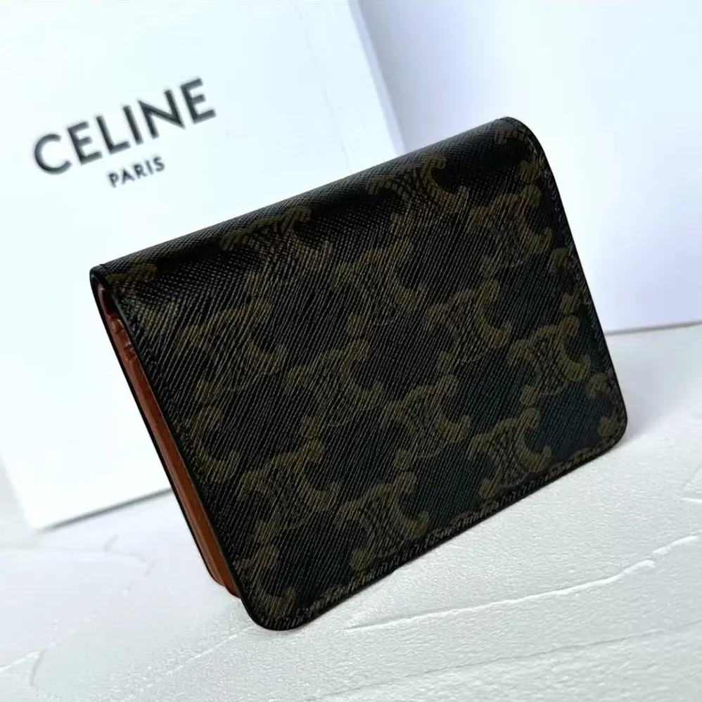 Celine Triomphe Compact Wallet In Triomphe Canvas for Women Celine Triomphe Compact Wallet In Triomphe Canvas for Women