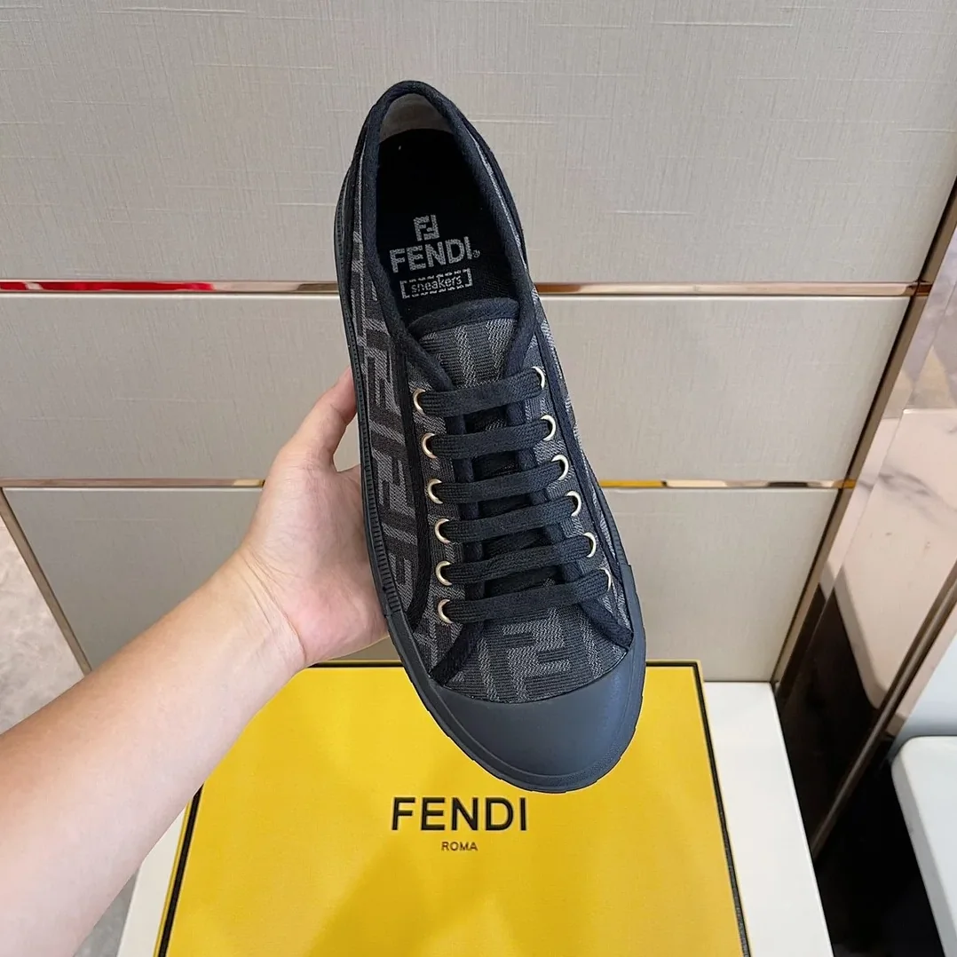 Fendi Domino Fabric Sneakers Black Fendi Domino Fabric Sneakers Black