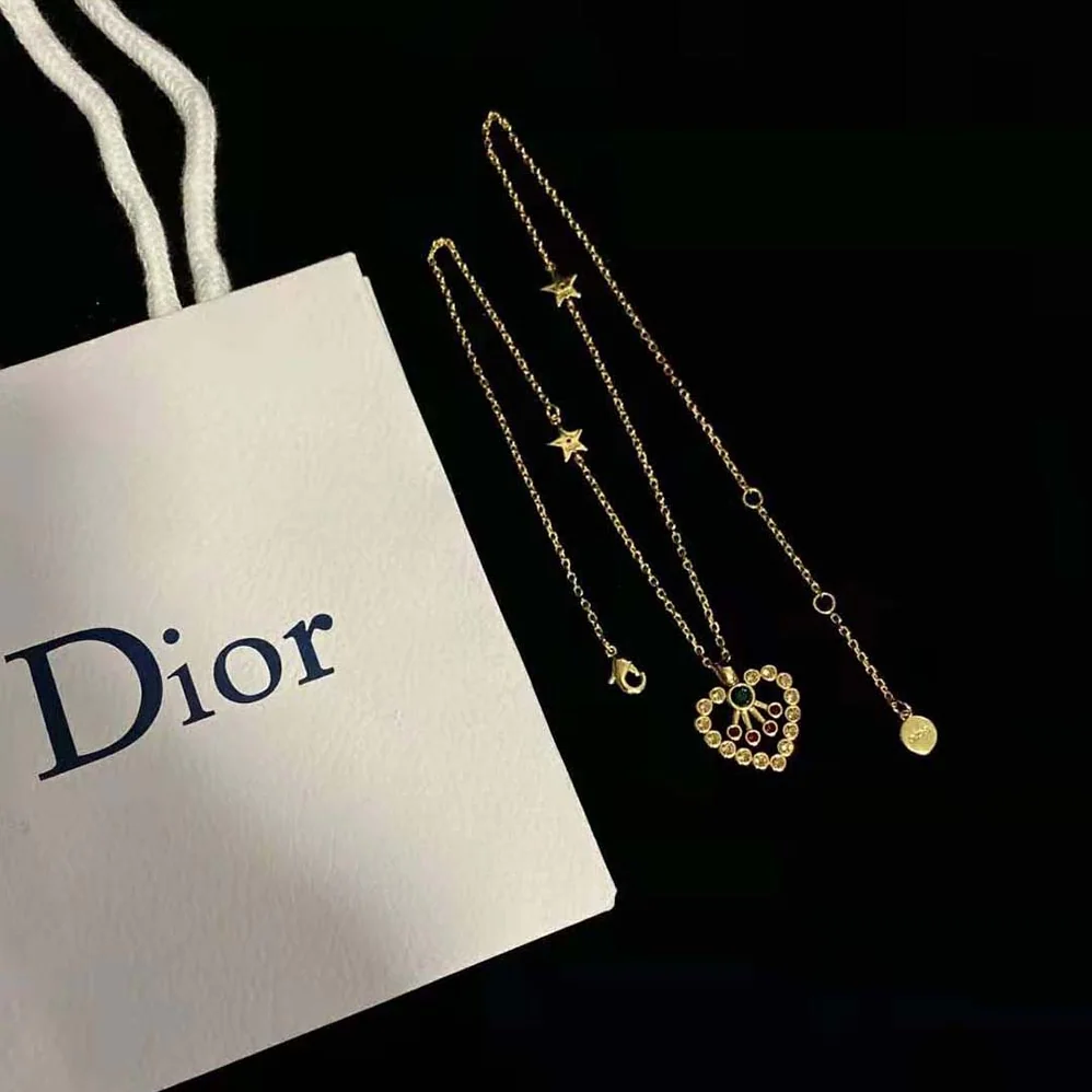 Dior in Heart Lights Necklace Gold-Finish Metal and Multicolor Crystals for Women