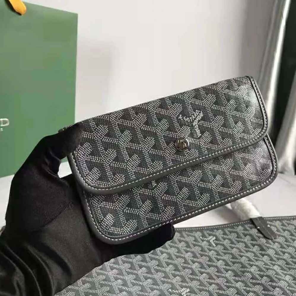 Goyard Sac Saint Louis GM in Goyardine Canvas & Chevroches Calfskin for Women in Silver