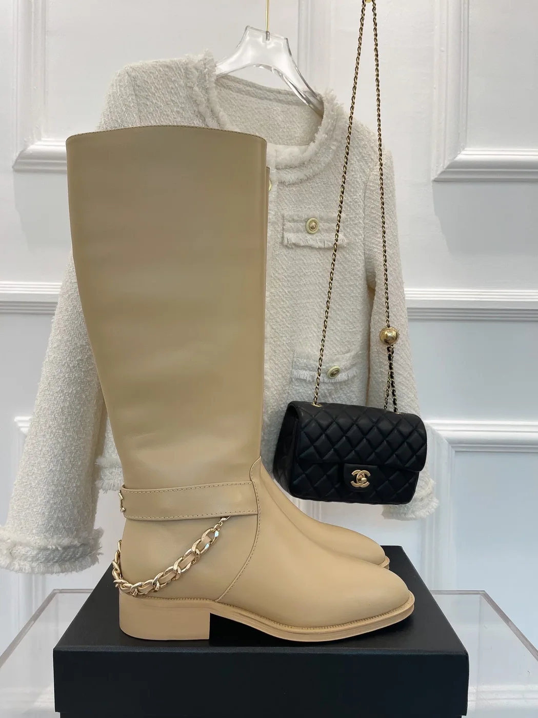 Chanel Ankle Boots With Chain Beige / Chanel Ankle Boots With Chain Beige /