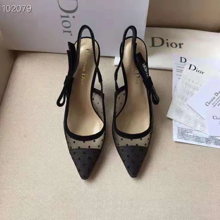 Dior J'adior Pump Dotted Swiss Tulle Rhinestones 10 cm Heel for Women in Black