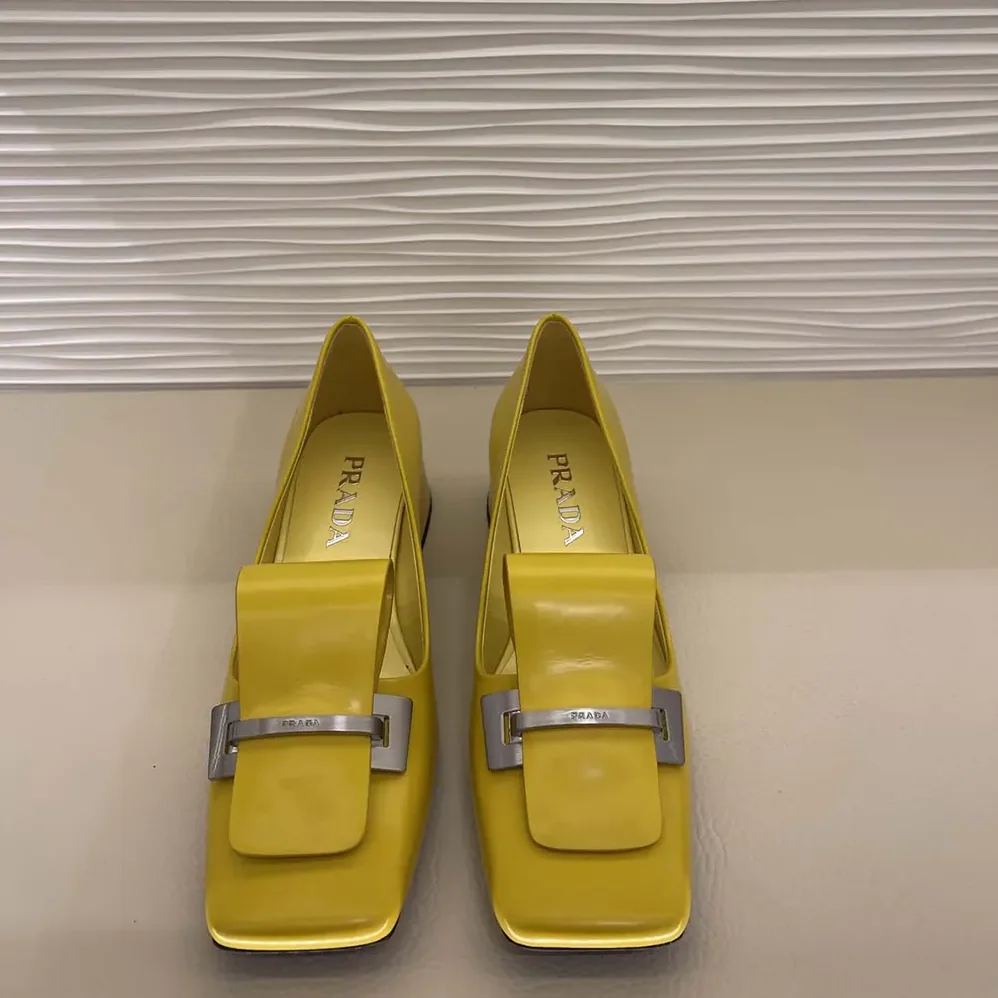 Prada Brushed Leather Pumps for Women in Yellow