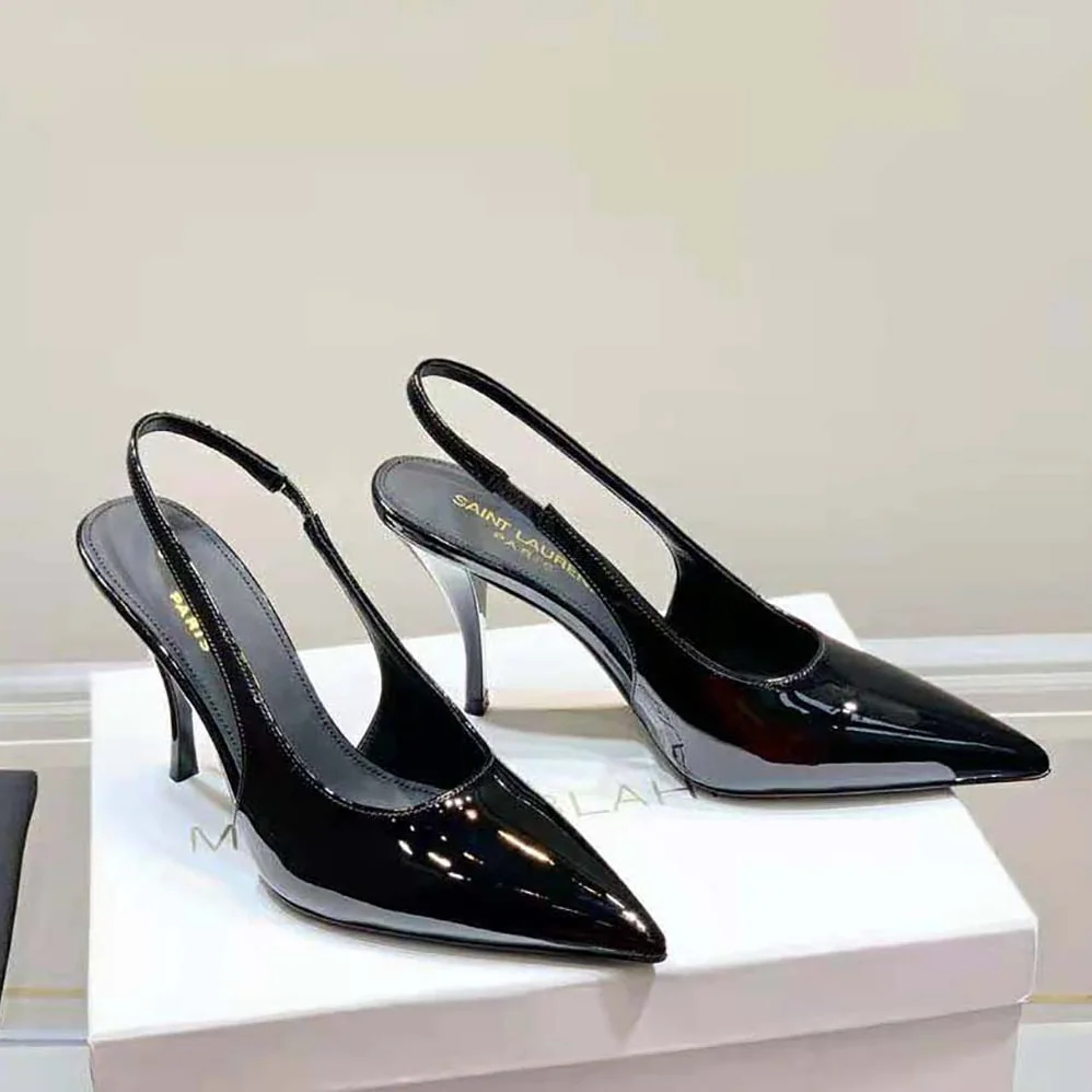 Saint Laurent YSL Viper Slingback Pumps in Patent Leather for Women