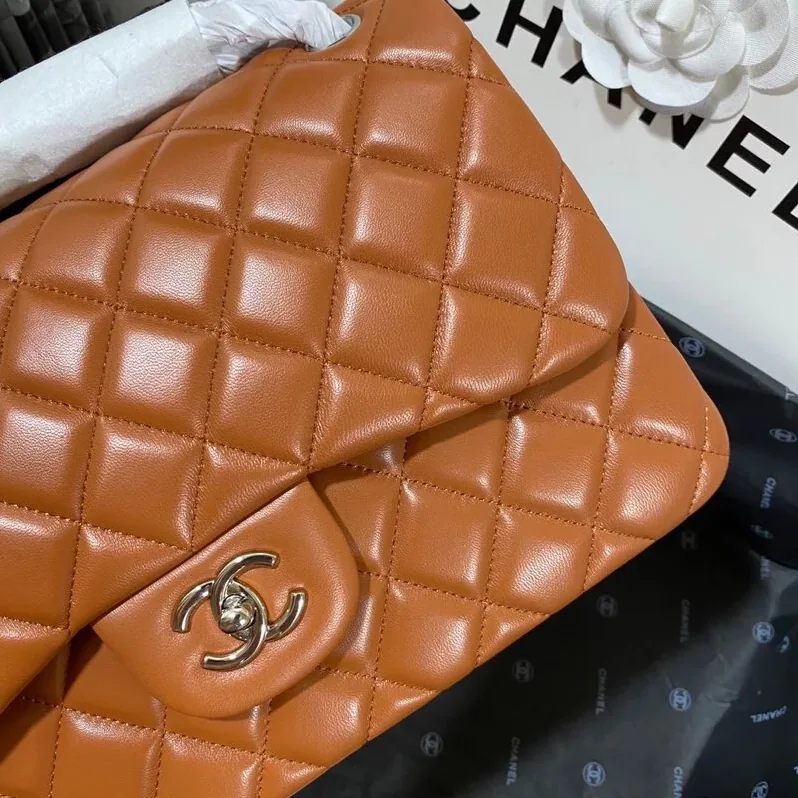 Chanel Classic Double Flap Bag Large Crossbody in Brown Silver Hardware Chanel Classic Double Flap Bag Large Crossbody in Brown Silver Hardware