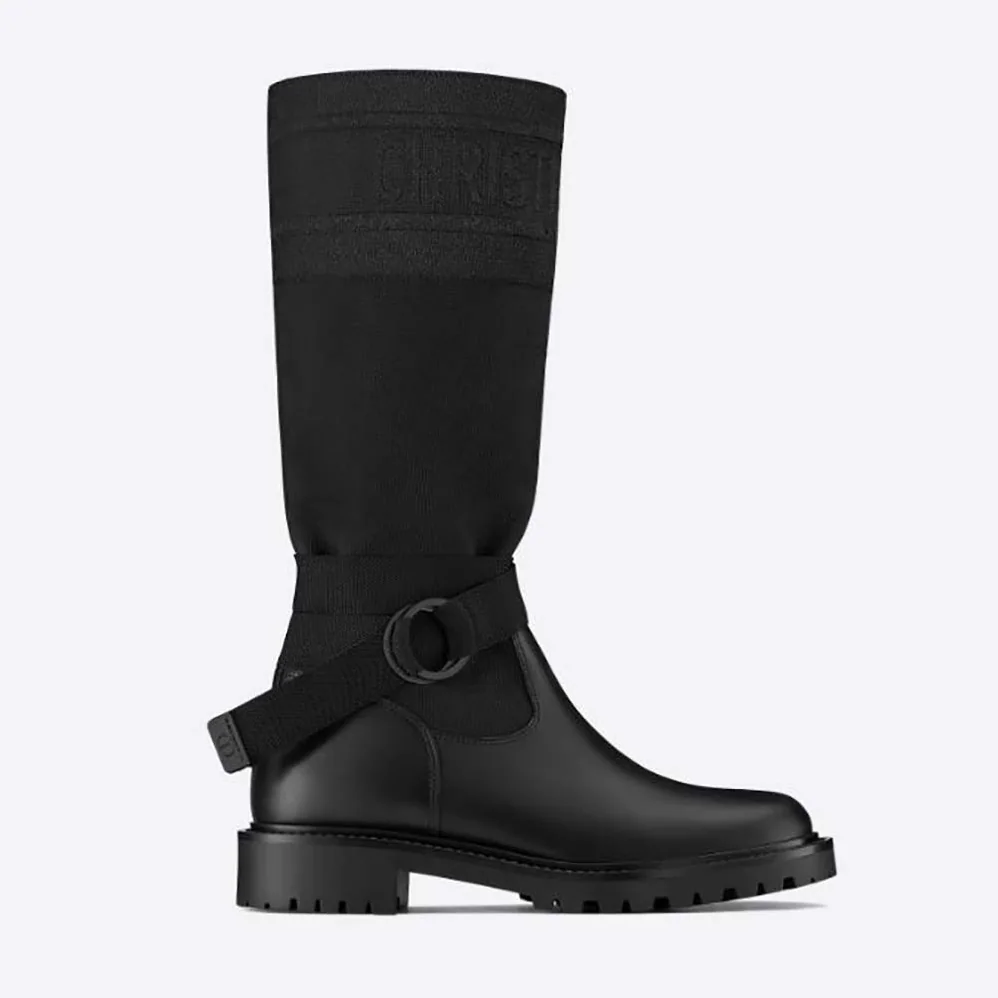 Dior D-Major Boot Black Technical Fabric and Calfskin for Women