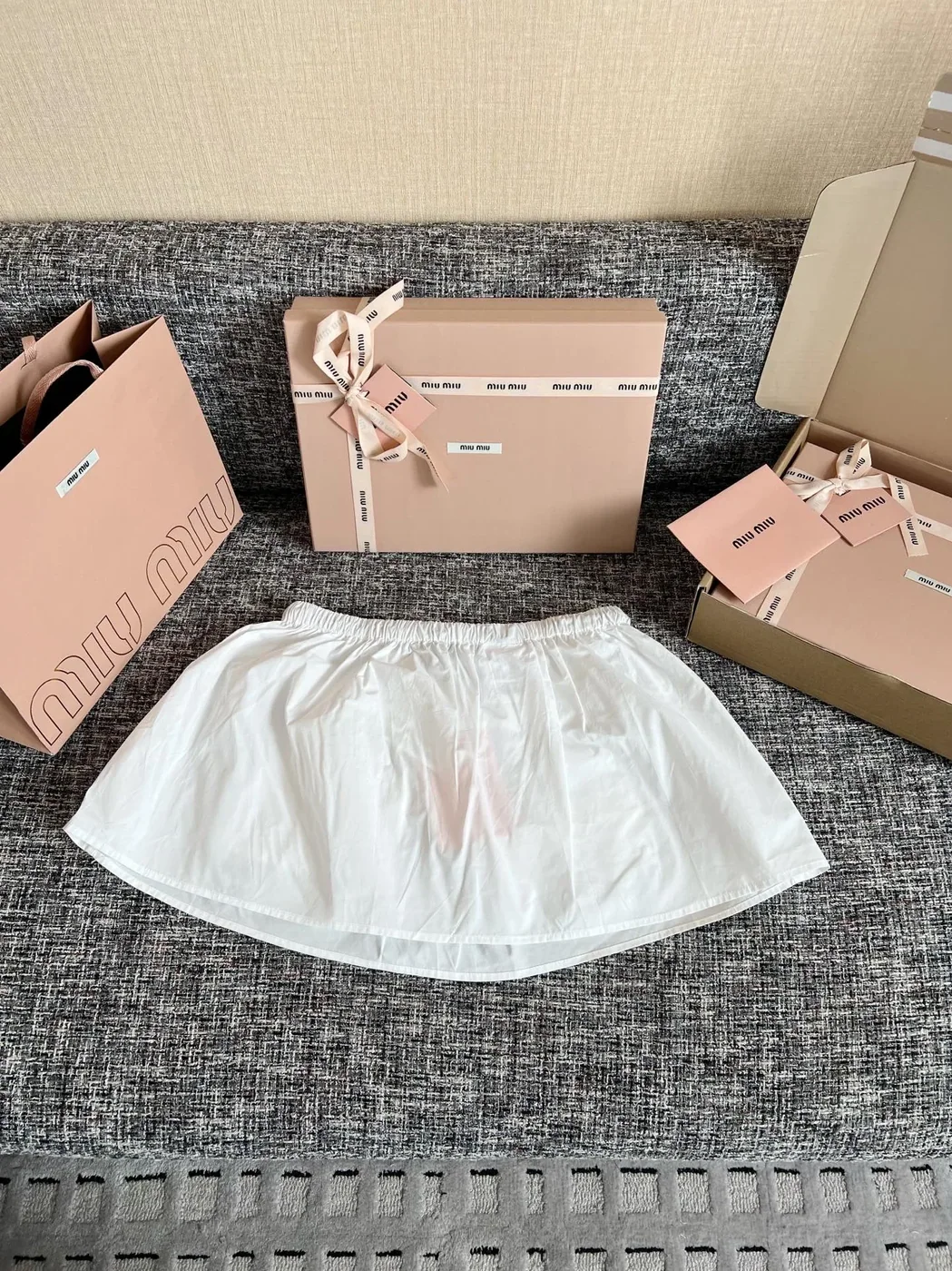 Miu Miu Technical Poplin Utility Mini Skirt White