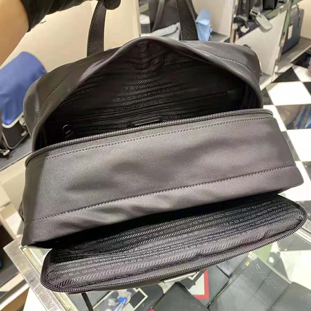 Prada Re-Nylon and Saffiano Leather Backpack for Women in Black