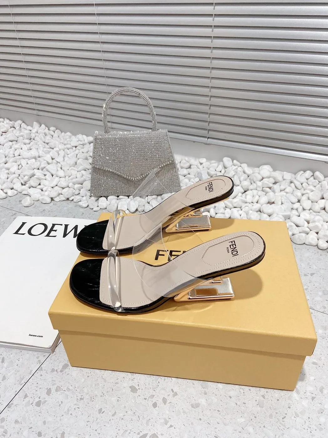 Fendi First Black Transparent Medium in Heeled Sandals