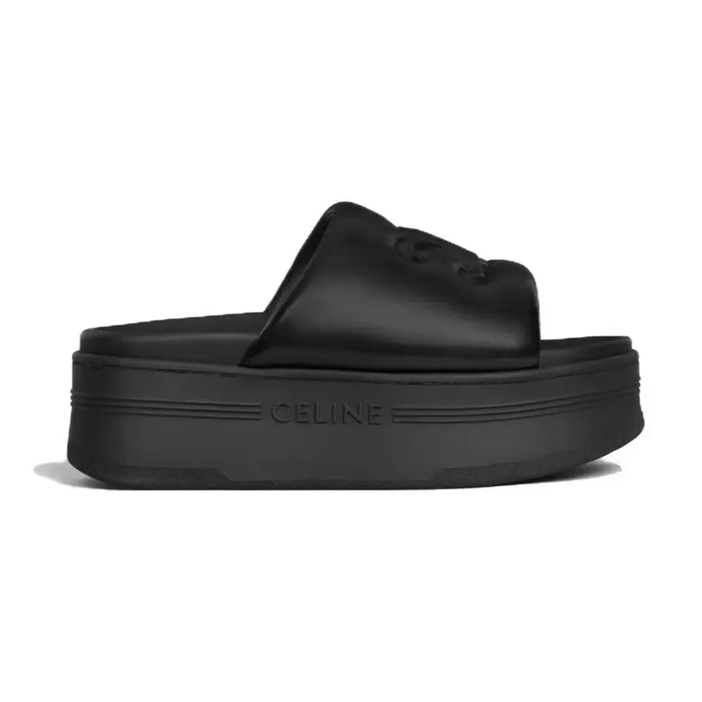Celine Block Slide with Triomphe in Lambskin for Women in Black