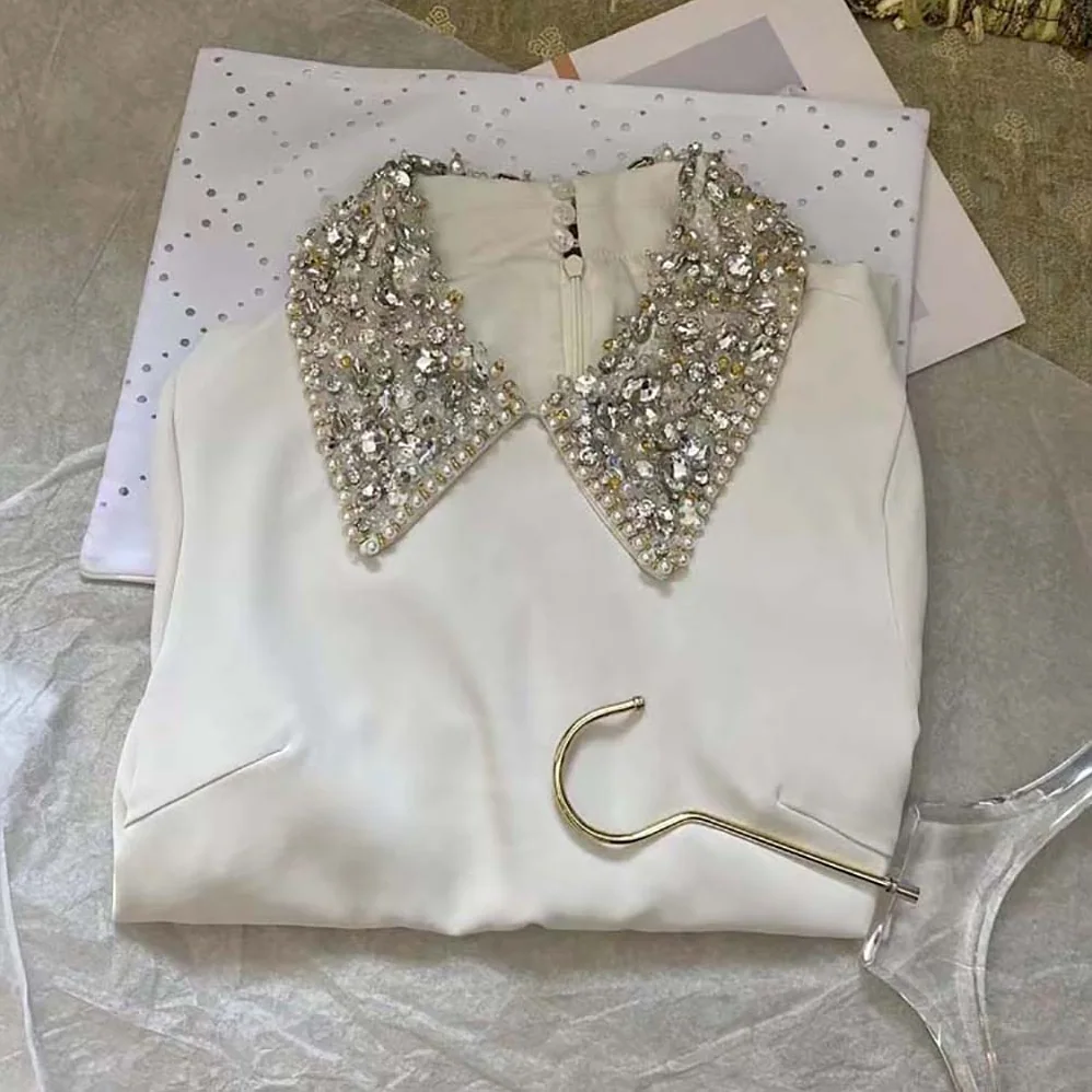 Miu Miu Crystal-Embellished Shift Dress for Women in White