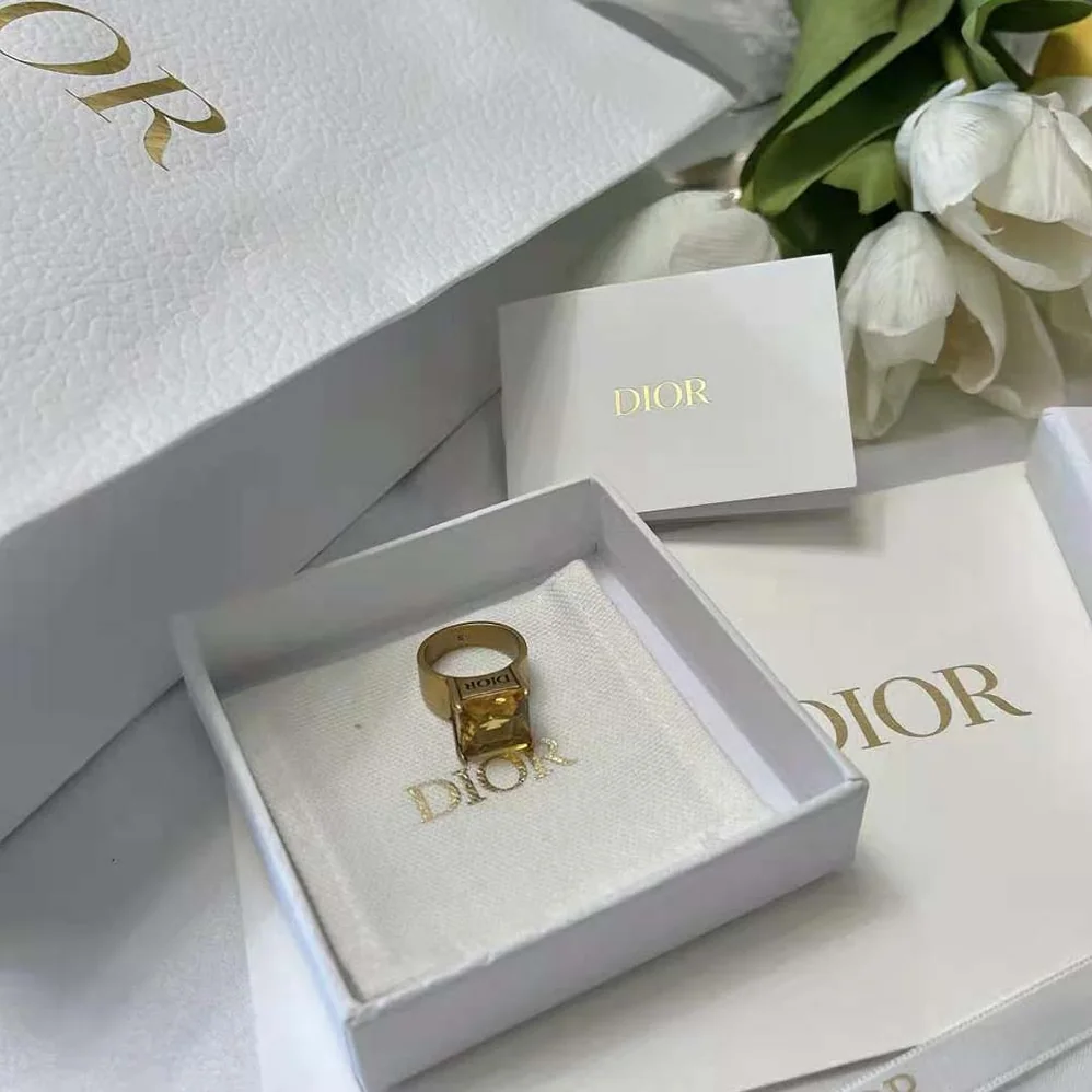 Dior Dio(r)evolution Ring Antique Gold for Women in Finish Metal and Citrine