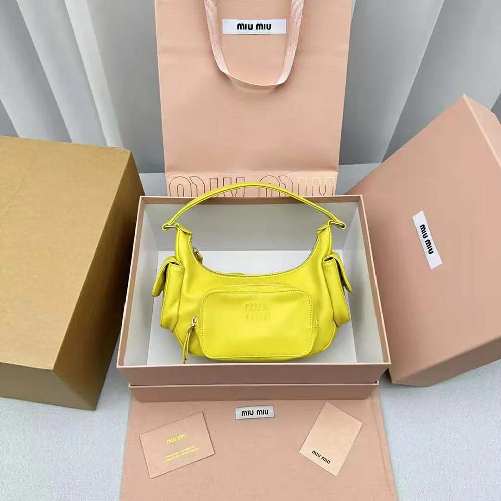 Miu Miu Nappa Leather Pocket Bag for Women in Yellow