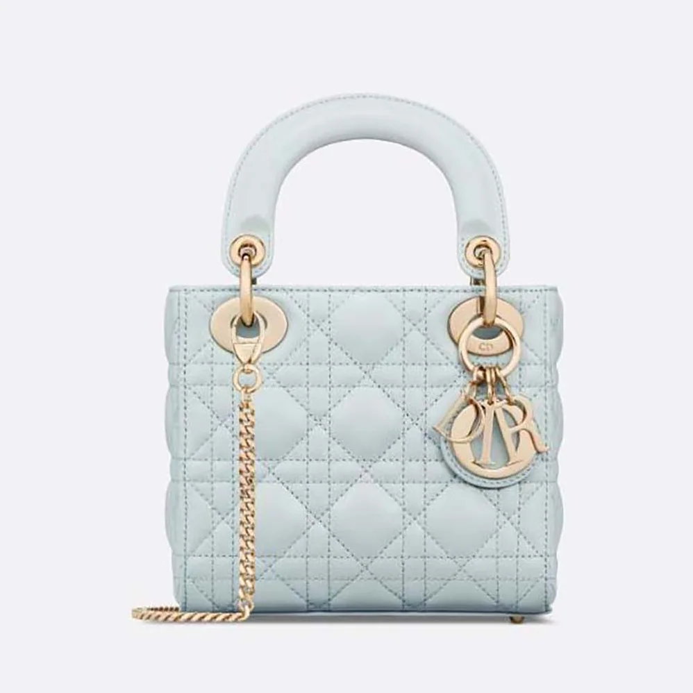 Dior Mini Lady Dior Bag Placid Blue Cannage Lambskin for Women