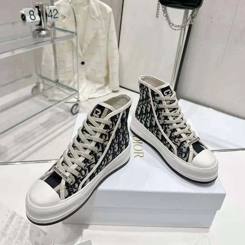 Dior Walk'N'Dior High-Top Platform Sneaker Deep Blue Dior Oblique Embroidered Cotton for Women Dior Walk'N'Dior High-Top Platform Sneaker Deep Blue Dior Oblique Embroidered Cotton for Women