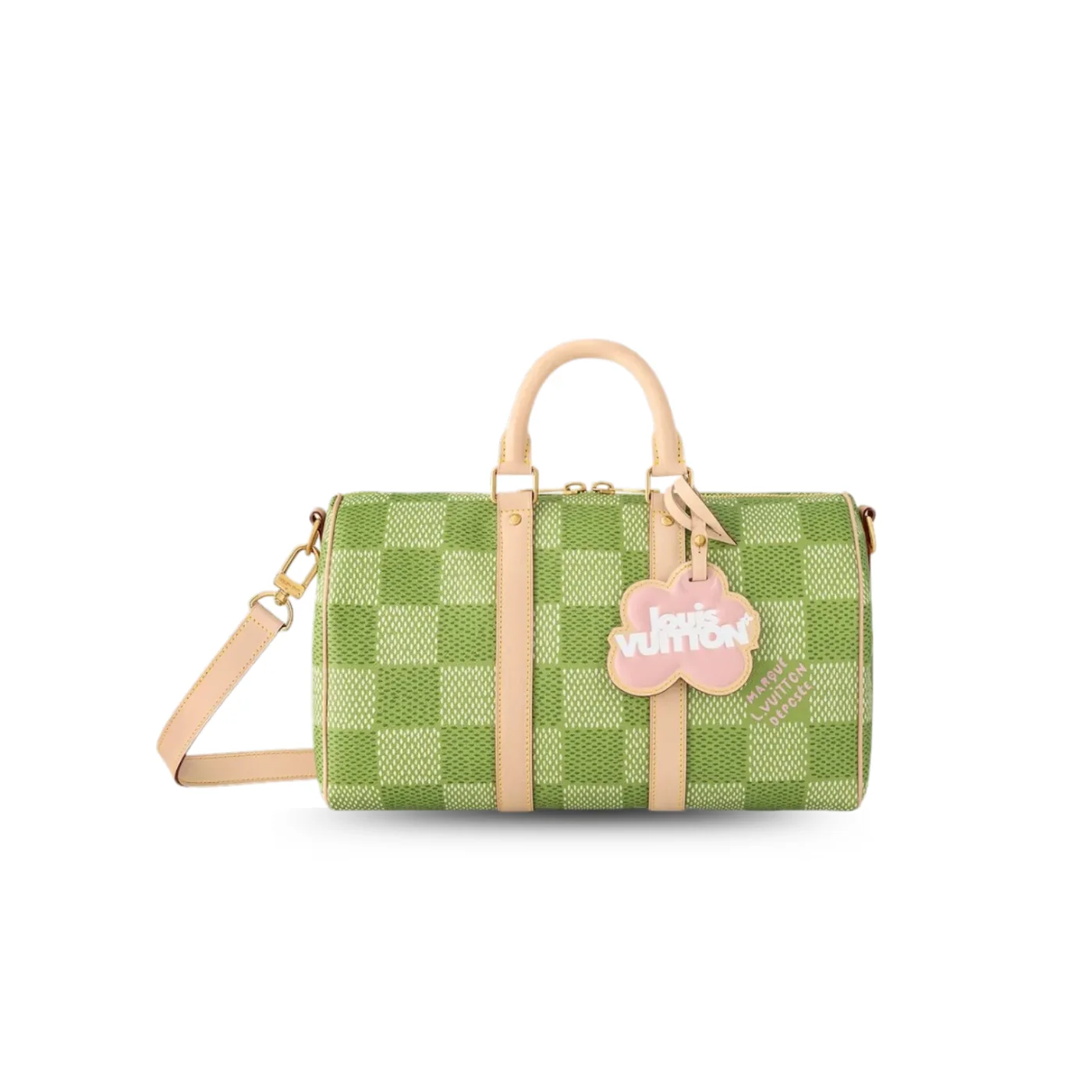 Louis Vuitton Keepall Bandouliere 35 Travel Bag in Green Gold Hardware