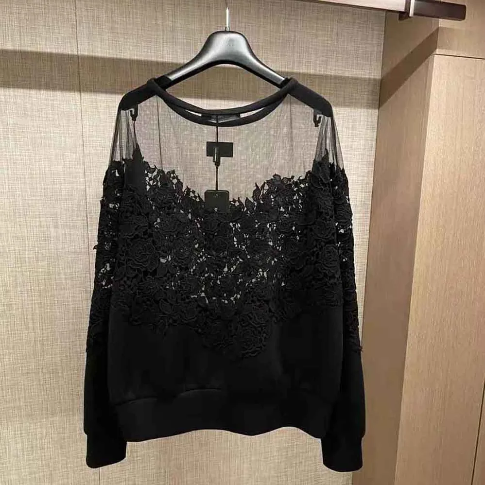 Dolce Gabbana D&G Jersey Sweatshirt with Tulle and Macrame Details for Women Dolce Gabbana D&G Jersey Sweatshirt with Tulle and Macrame Details for Women
