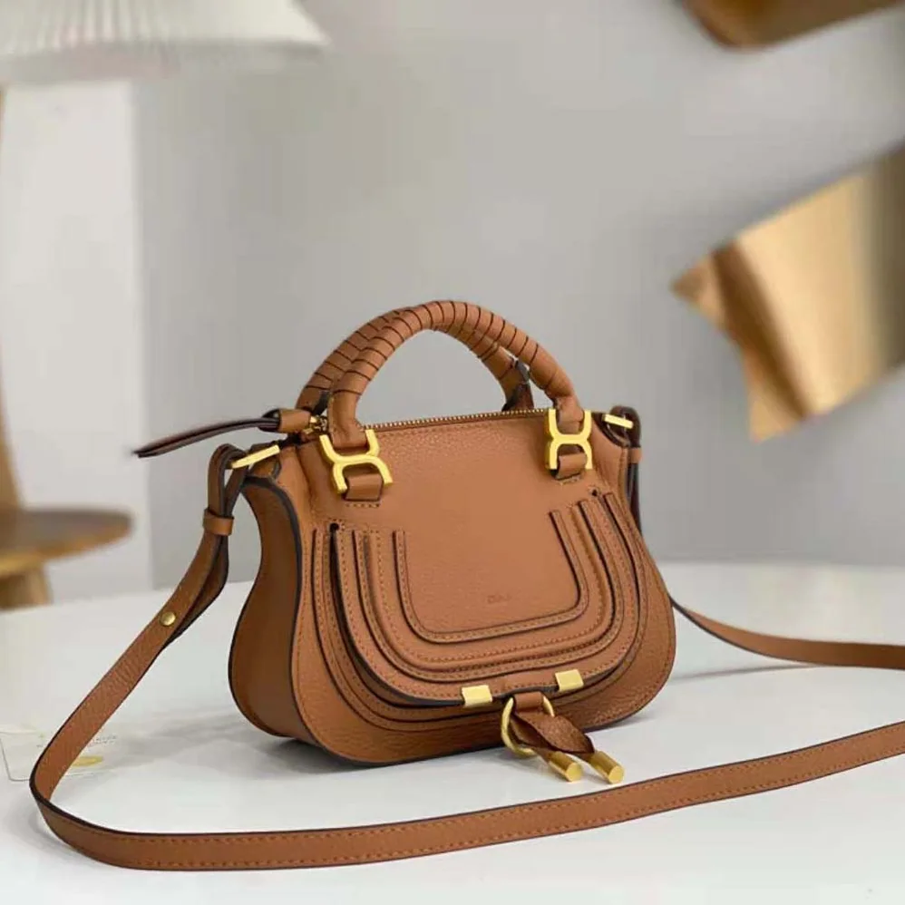 Chloe Marcie Mini Double Carry Bag for Women in Tan Chloe Marcie Mini Double Carry Bag for Women in Tan