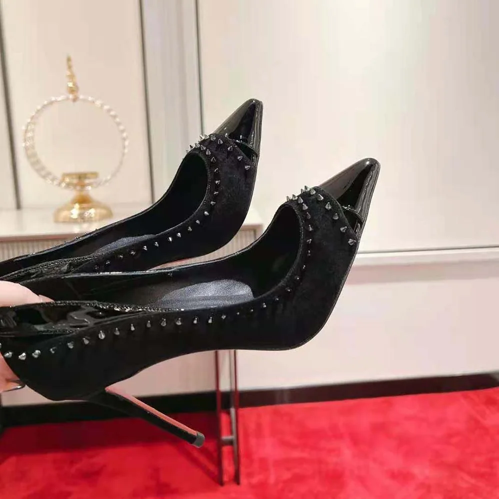 Christian Louboutin Duvette Spikes 85 mm Heel Height for Women in Black Christian Louboutin Duvette Spikes 85 mm Heel Height for Women in Black