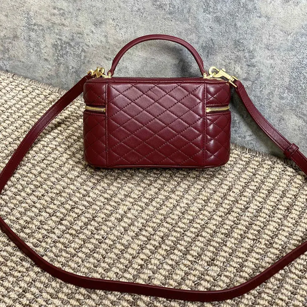 Saint Laurent YSL Gaby Vanity Bag In Lambskin for Women in Maroon