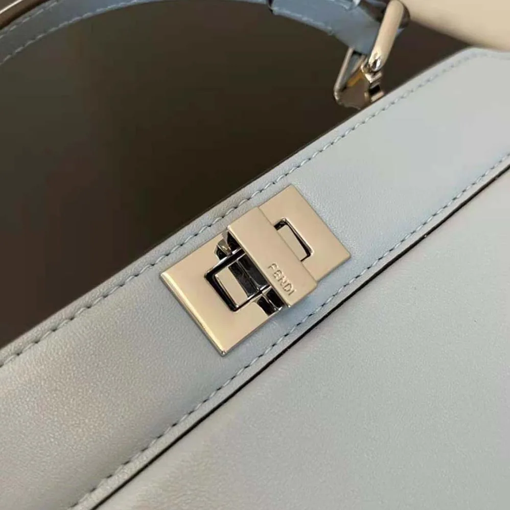 Fendi Peekaboo ISeeU Petite Light Blue Padded Nappa Leather Bag for Women Fendi Peekaboo ISeeU Petite Light Blue Padded Nappa Leather Bag for Women