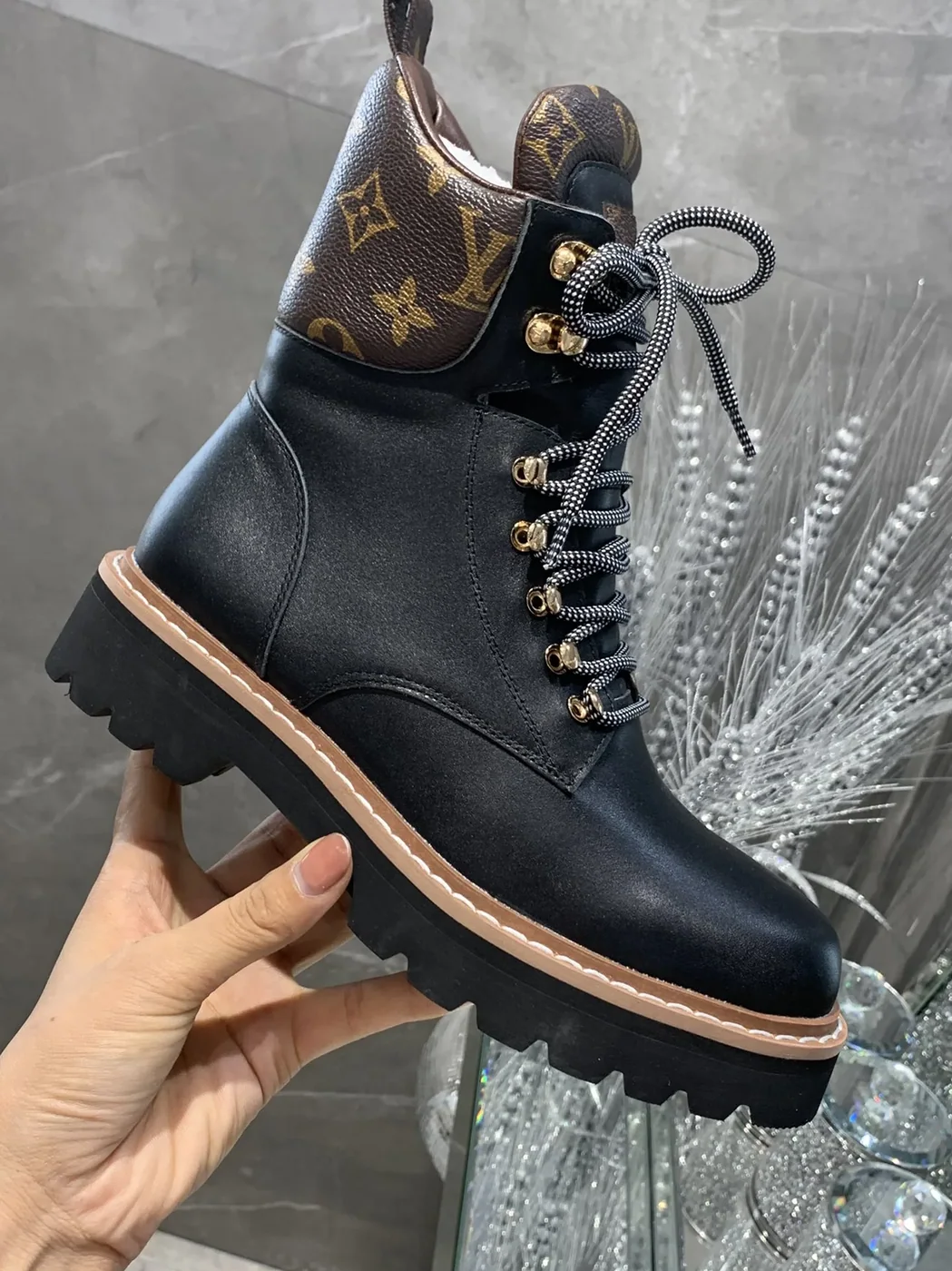 Louis Vuitton Territory Flat Military Boots Black LV 1A958N