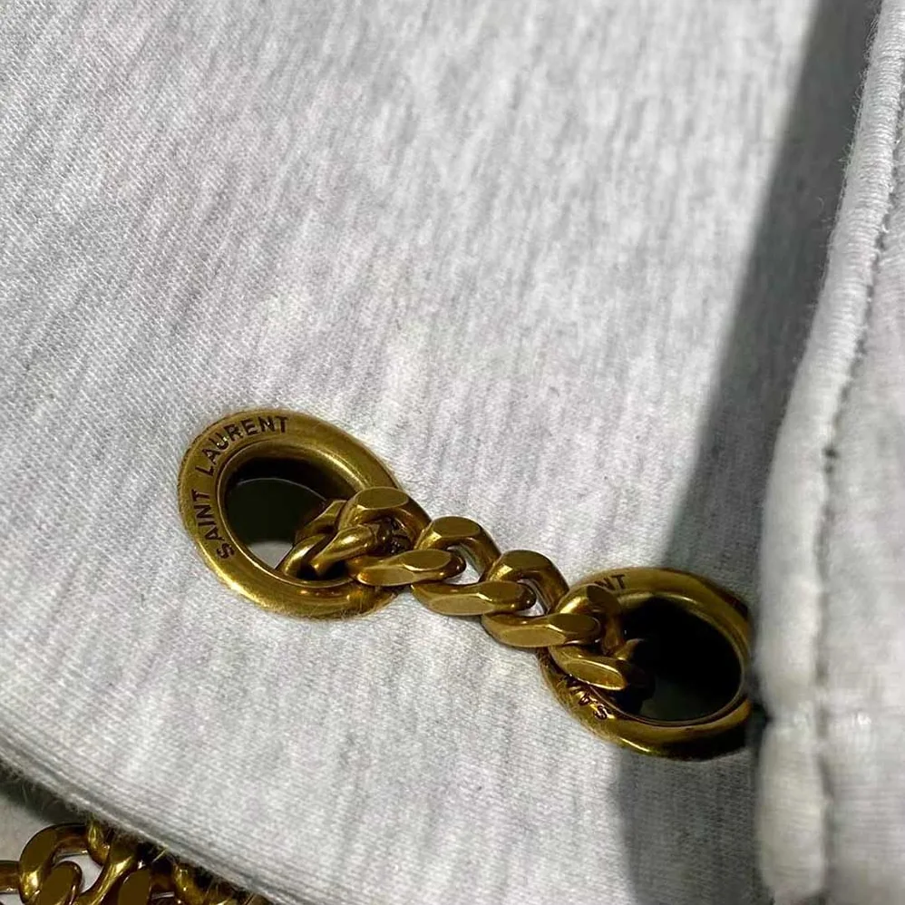 Saint Laurent YSL Jamie Medium Carre Rive Gauche in Jersey for Women in White Saint Laurent YSL Jamie Medium Carre Rive Gauche in Jersey for Women in White