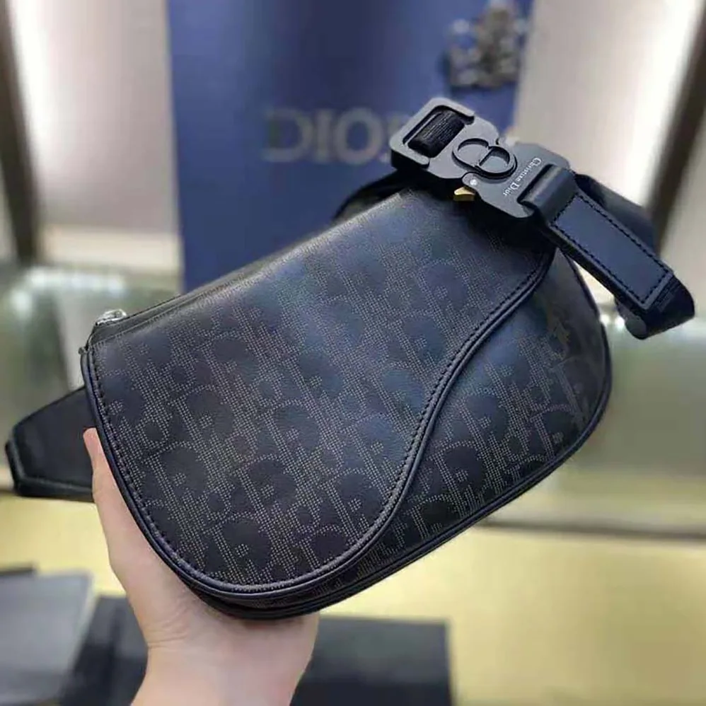 Dior World Tour Saddle Belt Bag Dior Oblique Galaxy Leather for Men in Black