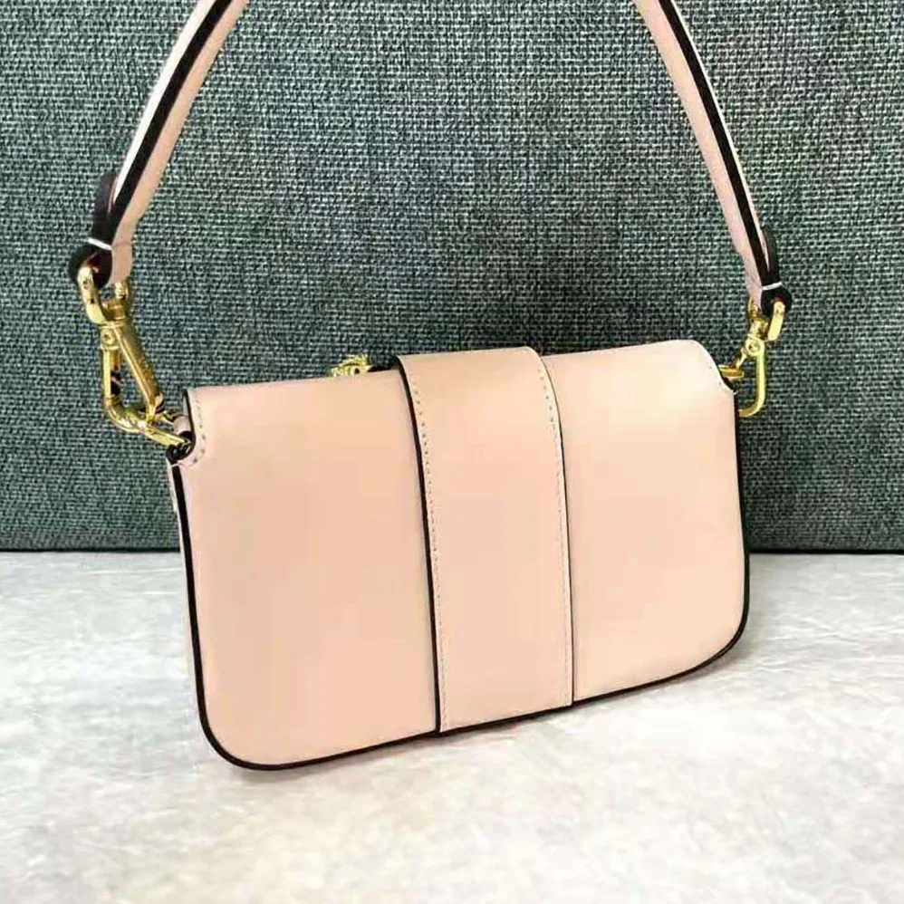 Fendi Brooch Mini Baguette Fendace Pink Leather Bag for Women Fendi Brooch Mini Baguette Fendace Pink Leather Bag for Women