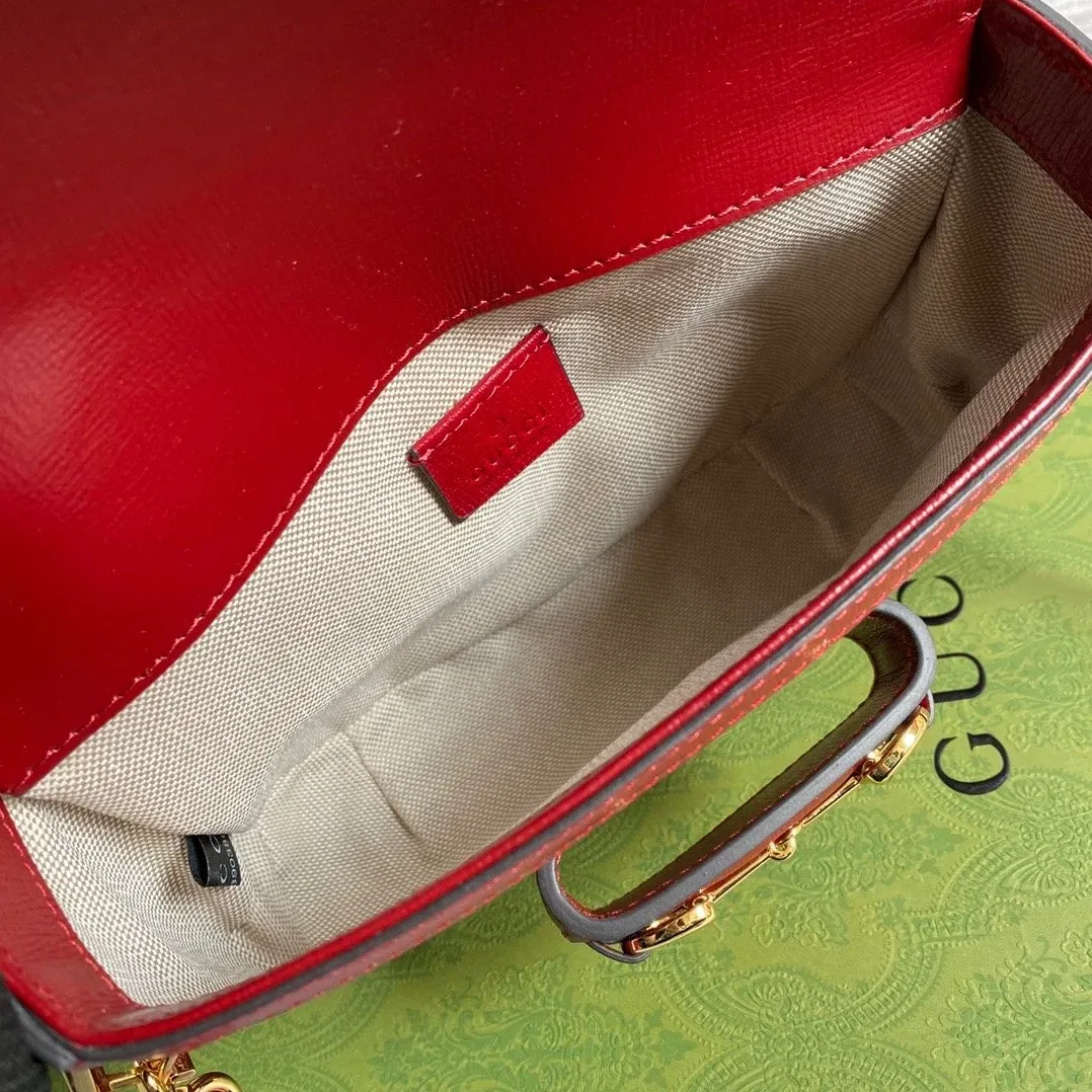 Gucci Horsebit 1955 GG Mini Bag Red Gucci Horsebit 1955 GG Mini Bag Red