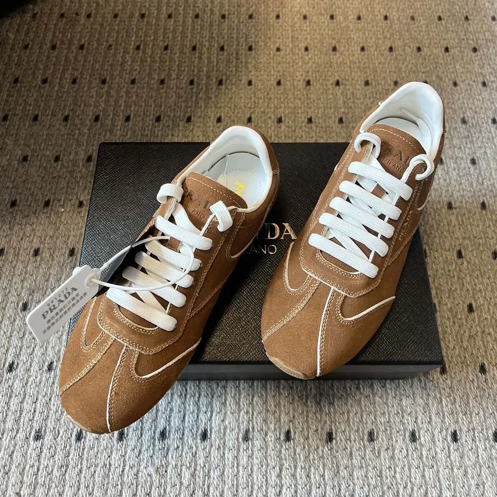 Prada Suede Sneakers with Leather Inserts for Unisex
