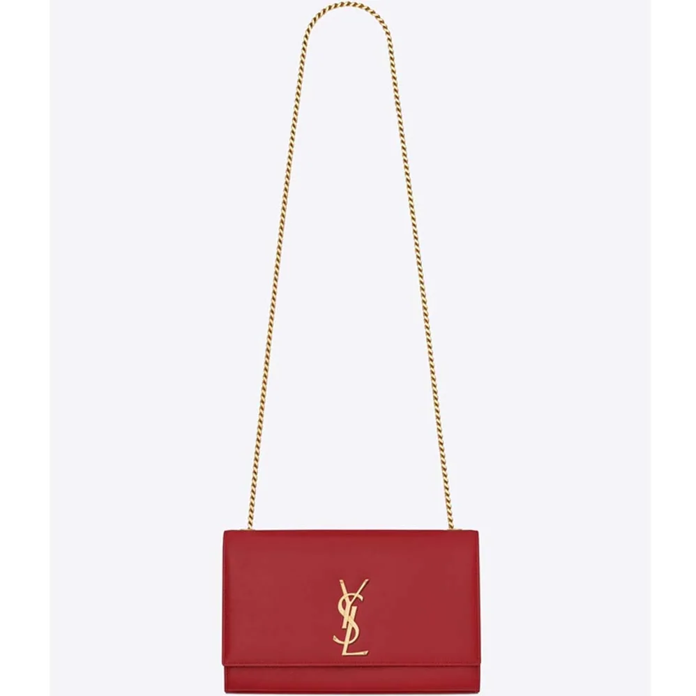 Saint Laurent YSL Kate Medium Grain De Poudre Embossed for Women in Red Saint Laurent YSL Kate Medium Grain De Poudre Embossed for Women in Red