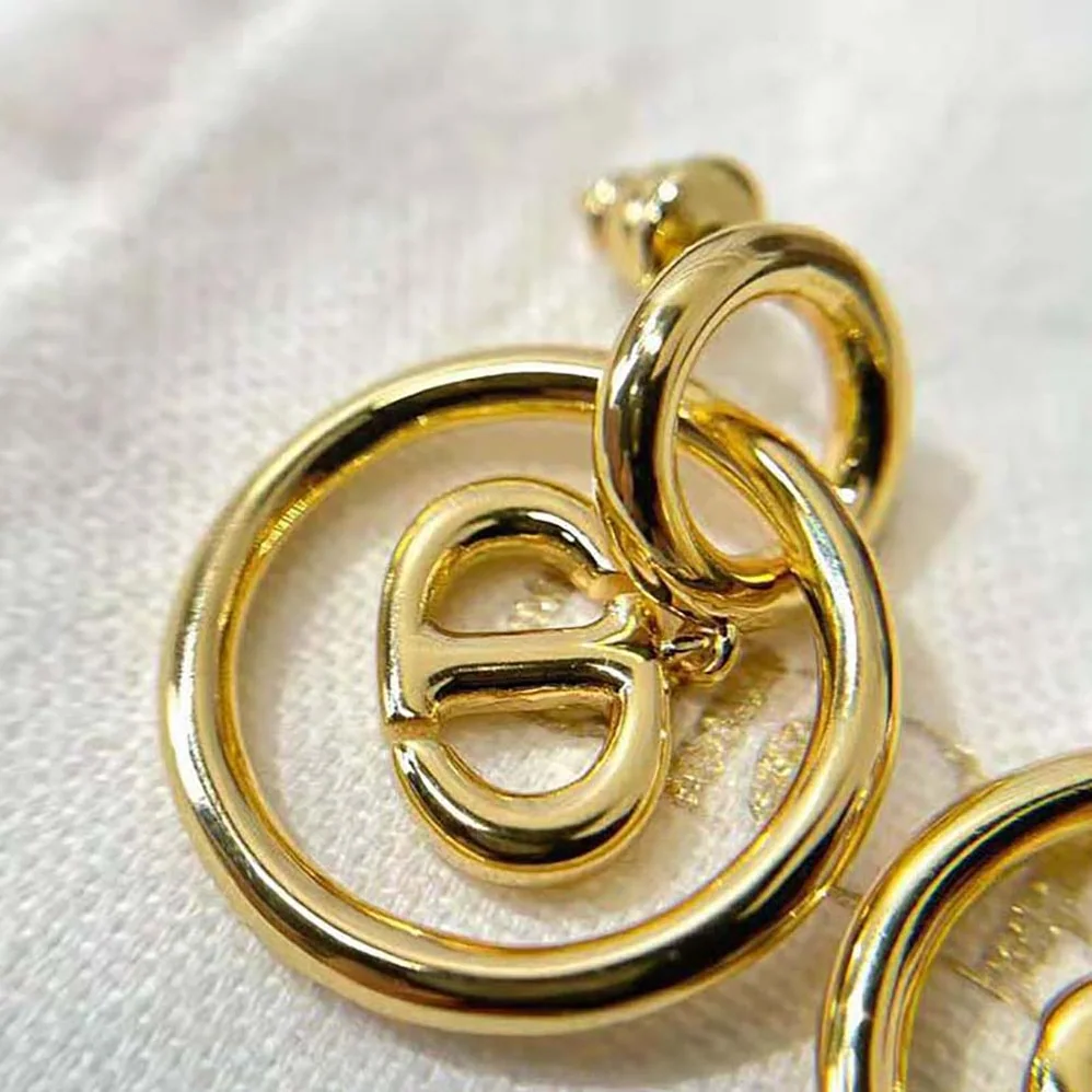 Dior CD Navy Earrings Gold for Women in Finish Metal Dior CD Navy Earrings Gold for Women in Finish Metal