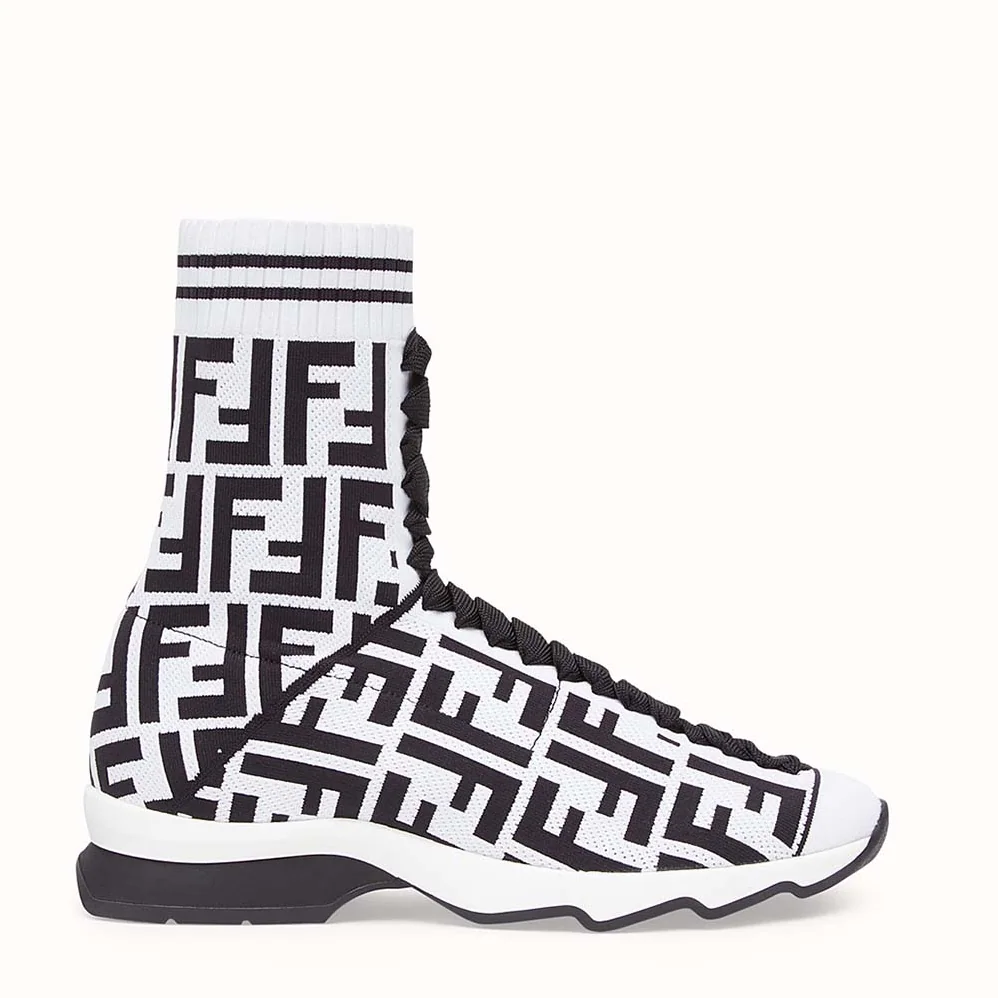 Fendi Shoes Multicolor Fabric Sneaker Boots for Women in White