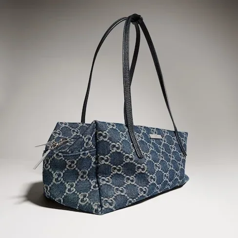 Gucci Melrose Boston Medium Shoulder Bag in Dark Blue Palladium Hardware