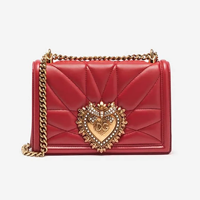 Dolce Gabbana D&G Medium Devotion Bag Quilted Nappa Leather for Women in Red