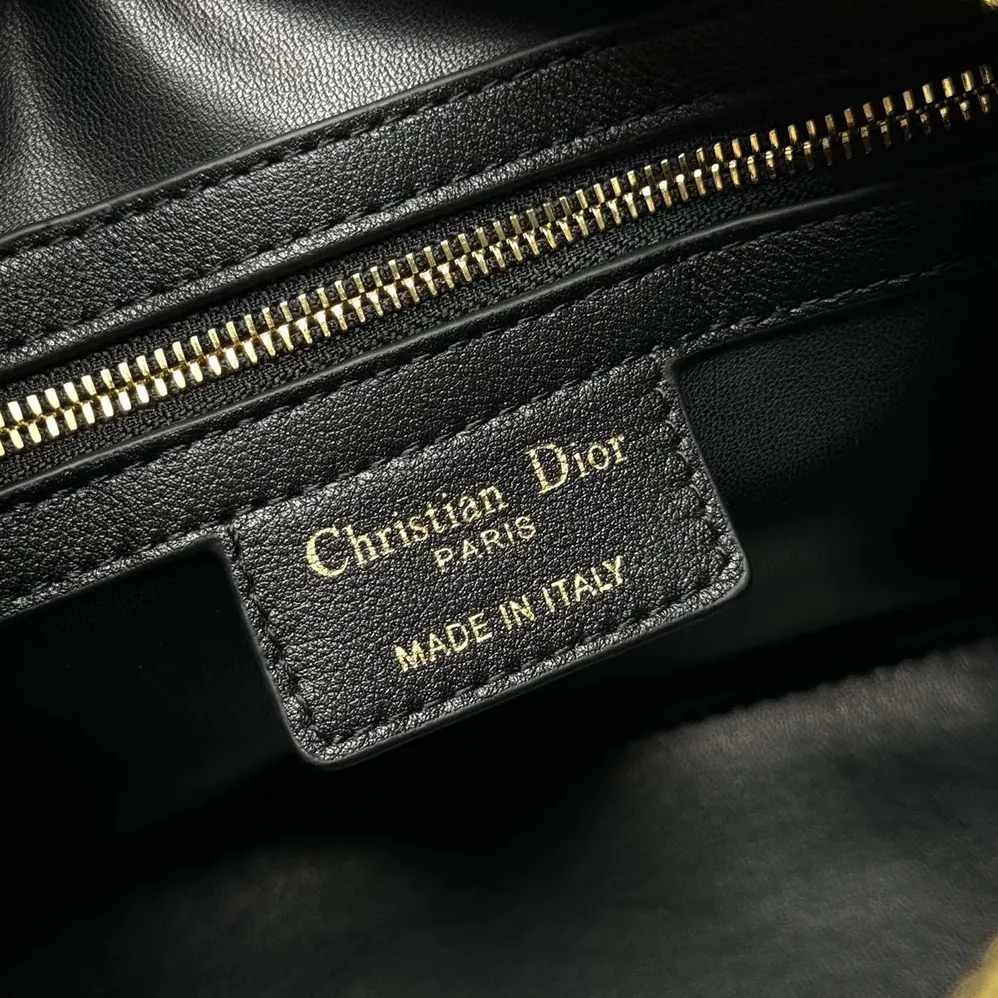 Dior Dior Groove 20 Bag Black Macrocannage Calfskin for Women