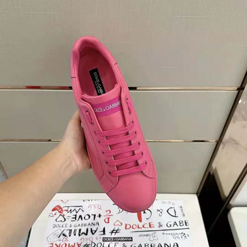 Dolce Gabbana D&G Calfskin Portofino Sneakers for Women in Rose Dolce Gabbana D&G Calfskin Portofino Sneakers for Women in Rose