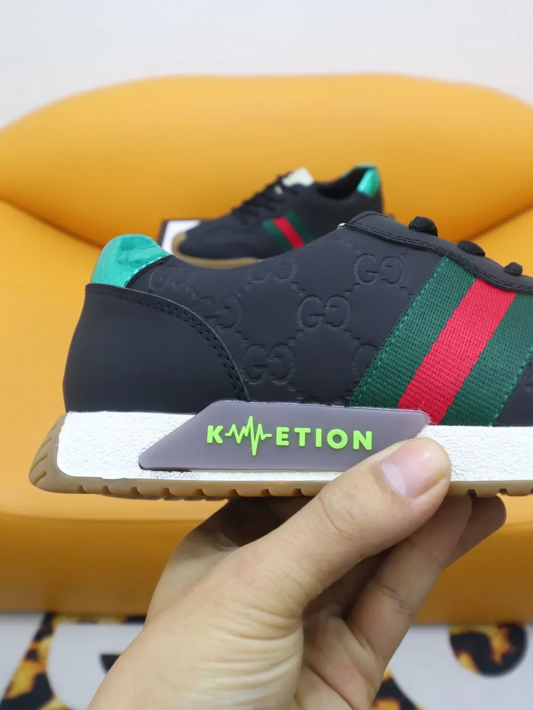 Gucci GG Embossed Sneakers With Web Ketion Black for Men
